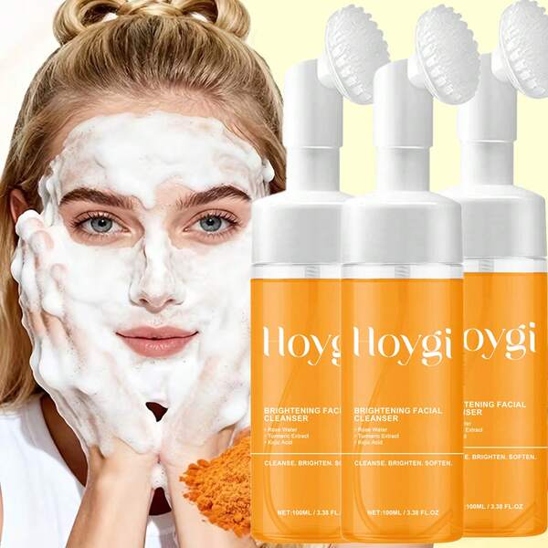 Hoygi Turmeric Facial Cleanser 100ml, Deeply Cleansing And Oil-Control Facial Skin Moisturizing Cleanser. Gentle Ingredients, Suitable For All Skin Types - Deeply Moisturizes The Skin, Making It Soft And Supple.