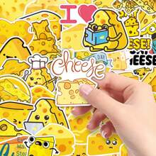 50pcs Cheese Cartoon Delicious Food Cute Expression Decorative Stickers For Message Board, Tablet, Car DIY - 50 Cheese Sheets - View 7