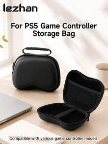 1pc Pink Bow Print Pattern, Pure Black And White Design Game Console Controller Storage Bag, Compatible With PS5 Game Console Controller Storage Bag, Dustproof And Scratch-Resistant, Portable Storage To Protect Your Favorite Console, The Best Gift For Switch Players - View 5