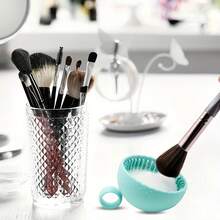 1pc Odorless Brush Cleaning Pad With Brush Cleaning Mat, Silicone Makeup Brush Cleaning Bowl, Suitable For Eyebrow, Foundation, Blush, Face And Eye Brushes - Multicolor - View 6