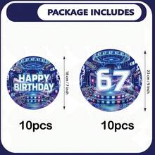 10/20/40pcs 6/7 Number Neon Cyberpunk Style Disposable Paper Plates, 6th/7th Birthday Party Decorations - 6 7Meme - View 10