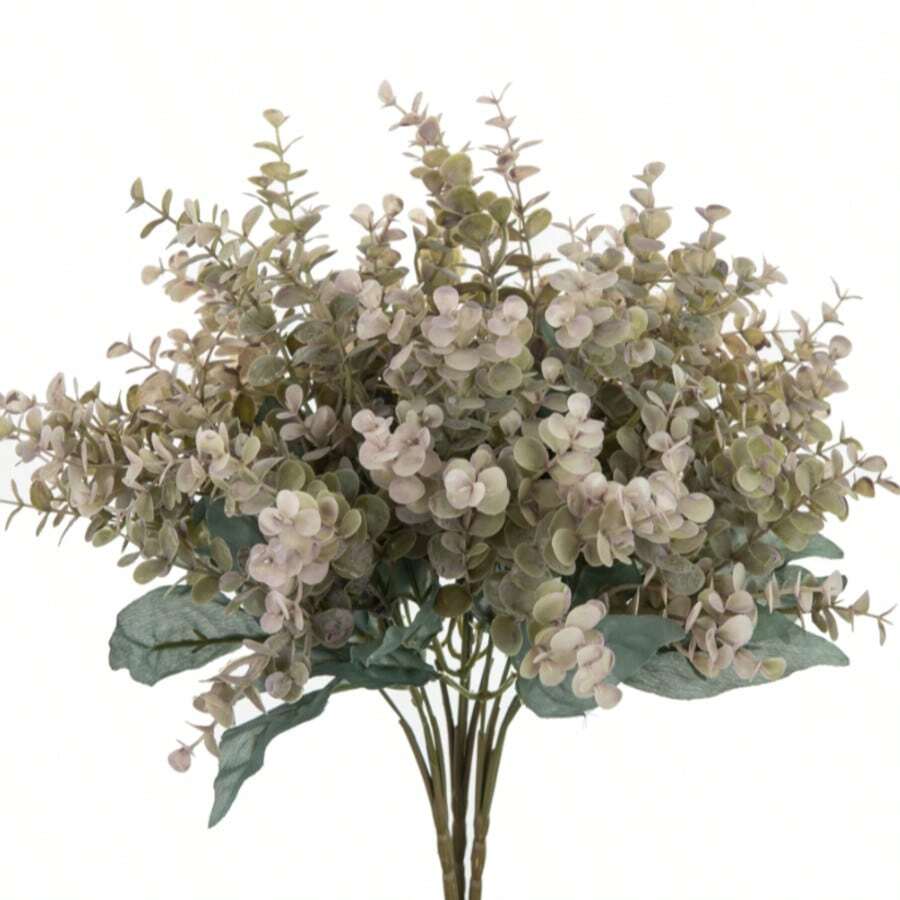1/3/60pcs Artificial Eucalyptus Flower Bouquet, Realistic Texture Artificial Flowers, Suitable For Vase, Home, Hotel Room, Wedding Decoration, Tabletop Decoration, Birthday Gift, Graduation Ceremony, Autumn Decoration And Other Occasions - Light Purple - View 1