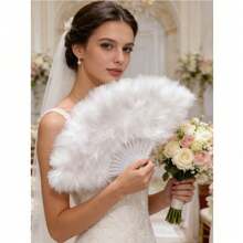 Feather Fan, Fashionable Summer Feather Hand Fan, Wedding Party Decoration, Bridal Party, Bridal Gift, Photography Prop, Foldable Hand Fan, Suitable For Costume, Dance, Tea Party, Wedding Decoration, Gift, Spring Gift, Chinese Style Feather Fan, Summer Gift, Summer Essential, Summer Portable, Graduation Gift, Congratulations On Graduation - A - View 11