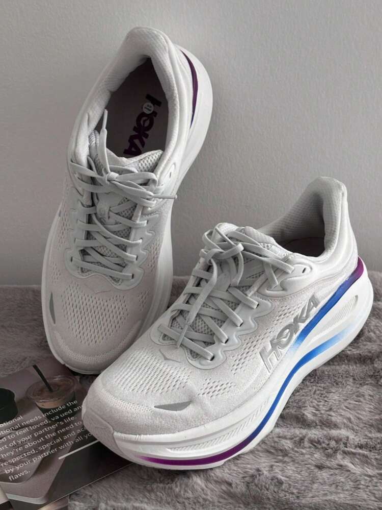 Hoka One One 春夏新款 Bondi 9 路跑鞋，透氣輕量舒適緩震防滑四季通用中性鞋 灰色 - 灰彩色 - 查看 7