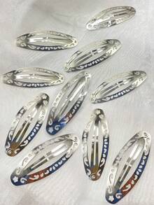 1/2/4/10Pcs Y2K Roman Palace Style Niche Design, Floral BB Clip,Oval Bangs Clip, Split-End Clip, Side Clip, Girl's Hair Accessories - Multicolor - View 6