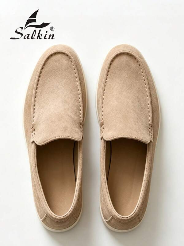 Salkin Designermode herrslip-on pennyloafers, vardagsskor i mockaimitation, mjuka och bekväma, ventilerande platta finskor, mångsidiga för affärer, fest, bröllop, vår/sommar/höst, plusstorlekar, flera färger. Old Money Chic höst.