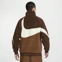 Nike Sportswear Swoosh Reversible Stand Collar Zip-Up Fleece Jacket For Men, Surprise Cocoa Color BQ6546-259 - 卡其色(雙面穿) - 查看 6
