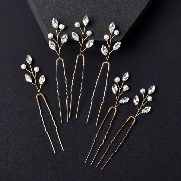 6PCS Elegant Plant Iron Hair Comb Bridal Wedding Hair Accessories For All Seasons