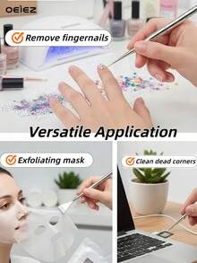 OEIEZ Portable Double Head Blackhead Remover Stainless Steel Pore Scraper Deep Cleansing Tool For Face Nose Skin Care - Silver - View 7