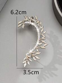 1pc Sweet Elegant Rhinestone Leaf Ear Hook Earrings For Women, Holiday Birthday Date Party Vacation Shopping Daily Commute Accessory - Leaves - View 10