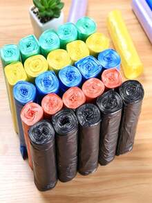 75pcs/5rolls Multi-Purpose Thin Disposable Plastic Trash Bags, Suitable For Home, Kitchen, Office And Restaurant Cleaning - Also Suitable For Living Room, Outdoor, Bathroom And Pet Waste Cleaning (Random Color) - Multicolor - View 4