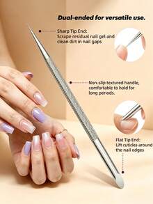 7-Piece Stainless Steel Manicure & Pedicure Tool Set, Multi-Size Precision Steel Dead Skin Pusher, Steel File, Scraper, Nail Cleaner, Home Personal Hand & Foot Care Repair Tool Kit - Silver - View 4