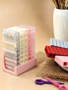 美甲轉印紙收納盒 3D 多格便攜式精巧美甲工具盒,美甲配件,適合 DIY 美甲沙龍,女性與女孩的禮物,美甲沙龍,簡單美甲技術 - 彩色 - 查看 4