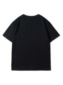 Plus Size Custom Commemorative Gift & Men's Black Casual T-Shirt, Create Your Own Exclusive Printed T-Shirt. Sports - Black - View 3