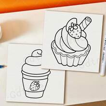 Weet Delicious Desserts Coloring Book For Adults & Kids, Bold & Easy, Cute Cake And Pastry Designs To Help You Relax, Includes Sweet Treats And Kawaii Food Art (Large Print Pages), Great Gift For Food Lovers, Calming Activity For All Ages - Sweet and Delicious - View 10
