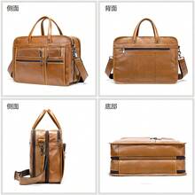Bolso de hombre  de cuero genuino, maletín de hombre de cuero de primera calidad, bolso de negocios, bolso de mano, bolso de hombro, bolso cruzado, bolso oficial. - Marrón - Ver 5
