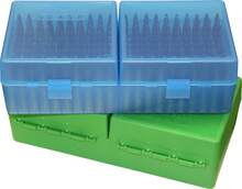 MTM RS200 Ammo Box 200 Round Flip-Top 223 204 Ruger 6x47, Clear Blue - White - View 4