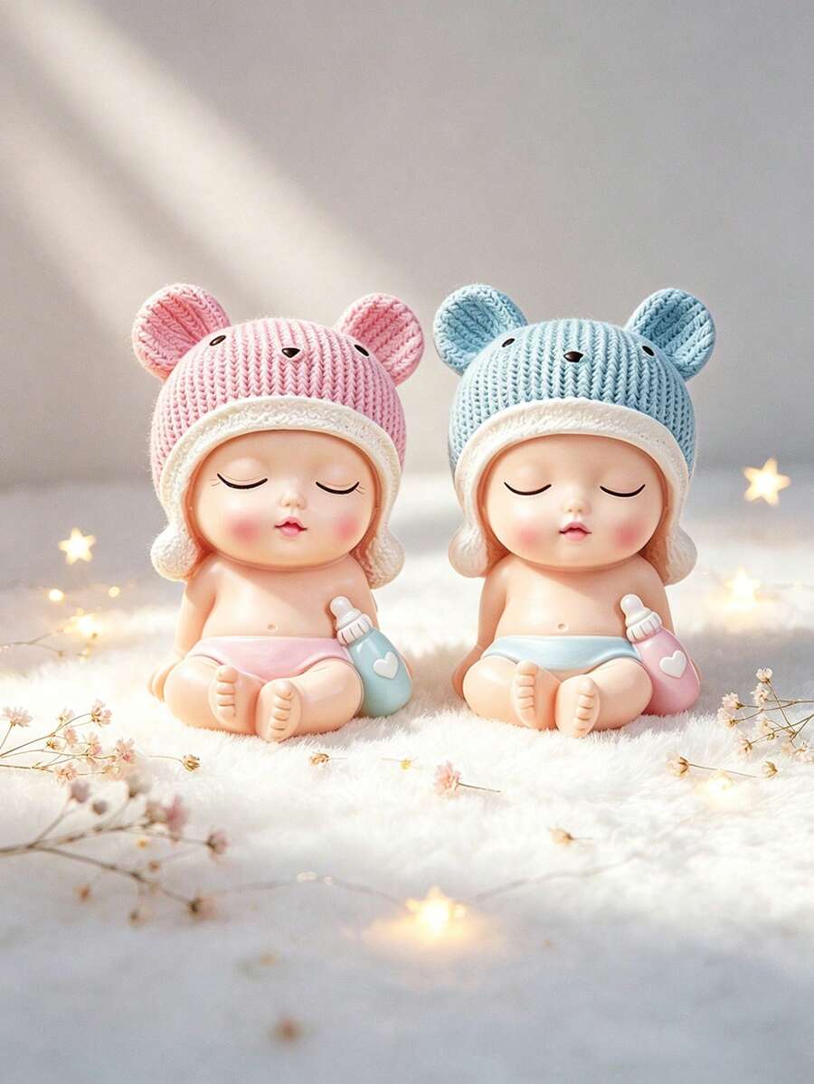 1pc Cute Baby Cake Decor, Lively And Adorable Baby Decoration | Mini Version, Suitable For Home Decor, Desk And Car Decor, Baby Shower Decor, Gender Reveal Party, Cake Decoration, Birthday Decoration (Hand-Painted, Some Color Unevenness May Occur, But It Won't Affect The Overall Appearance Of The Product, Please Do Not Purchase If You Mind) - Multicolor - View 1