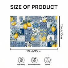 1/2/4/6/8入檸檬餐墊，45*30cm，2款印花：藍瓷檸檬花瓶 & 馬賽克藍磚檸檬花。100%聚酯纖維，耐褪色/防水/防污/耐熱，可機洗，適用於日常餐桌裝飾。 - 彩色 - 查看 10