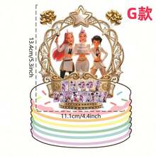 1/6入 新款K-POP D Emon Hunters生日派對裝飾節日必備女巫圖案蛋糕裝飾插牌，萬聖節主題生日派對飾品，送給家人朋友的精美禮物選擇 - 多色 - 查看 13