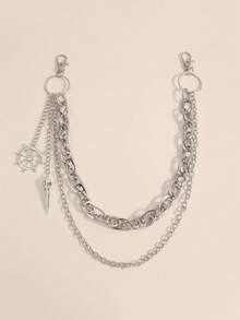 1pc Silver Punk Style Chain Belt Accessory | Featuring Anchor Shape And Spike Pendant Design, Perfect For Matching Dresses And Pants, Creating Fashionable Street Style, Expressing Personalized And Attitude. This Halloween Gothic Style Dark Beak Shaped Pants Chain Is A Hip-Hop Style Accessory, Suitable For Wearing During Back To School Season, And Also An Excellent Gift For Friends On Their Birthday. - Multicolor - View 8