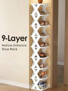 Kệ giày hẹp 2-9 tầng, giá để giày cải tiến, kệ giày đứng độc lập nhỏ gọn, kệ đựng giày tự lắp ráp tiết kiệm không gian, phù hợp cho lối vào và tủ quần áo, vừa với cỡ giày US 9-10, dễ lắp ráp, cấu trúc chắc chắn, màu đen trắng, trang trí nhà cửa, trang trí mùa thu. - Nhiều màu - Xem 24