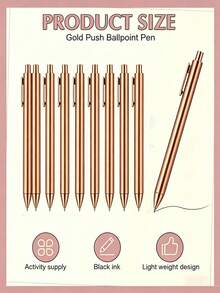 30pcs Rose Gold Round Ballpoint Pens, Bulk Retractable Black Ink Medium Tip (1.0mm) Smooth Writing Pens, Suitable For Weddings, Bridal Showers, Business Office, Teachers, Schools, Journals And Gifts, Wedding Guest Favors, School Essentials, Teacher Classroom Supplies - Sets - View 2