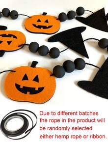 Halloween Pumpkin Ribbon Decorations, Witch Hat Bead Hanging Ornaments, Feather Pumpkin Ribbon Decorations, Witch Hat Ribbon Decorations - Multicolor - View 5