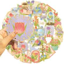 SCXXBSW 50pcs Tulip Secrets Hot Stamping Stickers, Cool Anime Decorative Stickers, Classic Gift Decorations, Value Pack, Cute Cartoon Stickers, Waterproof And Durable, Phone Case Decoration Stickers, Can Be Applied To Laptops - Multicolor - View 6