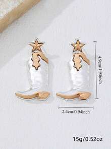 2pcs Bohemian Western Style Minimalist Fashion Boots Earrings For Women, Suitable For Vacation, Party And Daily Wear - Riding Boot Earrings - View 2
