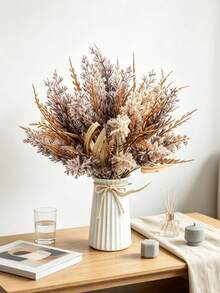 1PC Bohemian Style Artificial Reed And Willow Leaf Bundle, Perfect For Weddings, Tabletop Decoration, Bridal Styling And Home Decoration, Event Decoration, Outdoor Decoration, Holiday Decoration, Valentine's Day Gifts, DIY Floral Arrangement - Purple - View 8