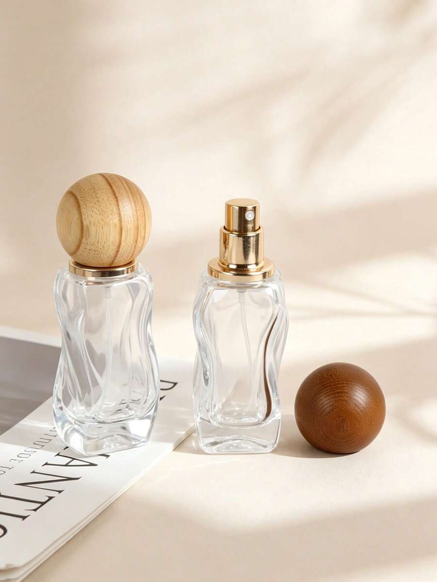 30ml Wavy Glass Perfume Spray Bottles With Gold Sprayer & Ball Cap, Leakproof Refillable Fine Mist Travel Containers, Travel Essentials For Women Men - Multicolor - View 1