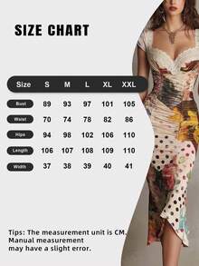 Women's Summer Vintage Floral Print Ruched Waist Stretchy Bodycon Midi Dress Elegant Slim Fit Party Evening Gown For Formal Event Date Night - 花色 - 查看 4