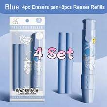 1~4套筆型橡皮擦組可替換芯，可愛卡通鉛筆橡皮擦，兒童用伸縮橡皮筆軟橡膠替芯，返校季 - 彩色 - 查看 12