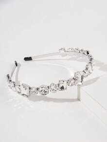 1pc Baroque Vintage Rhinestone French Luxury Sparkling Geometric Rhinestone Headband Hair Accessory Fairy Delicate Texture Evening Party Headband Goddess - Multicolor - View 8