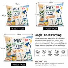 4pcs/1pc School Learning Theme Pattern Pillow Case Without Insert, Single-Sided Printed Pillow Case, Suitable For Living Room Bedroom Home Decor, All Seasons Pillow Case - Multicolor - View 3