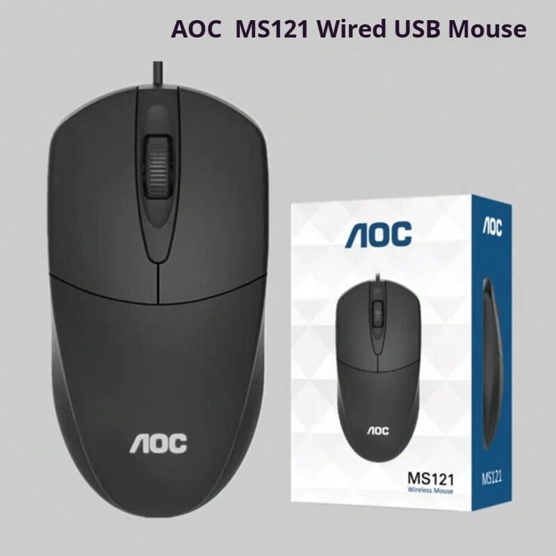 AOC's New White-Label 121 Wired USB Mouse Is Perfect For Home, Office, Gaming, Business, Laptops, And Desktops. It Features Sound And Is A Wired Mouse. - View 1