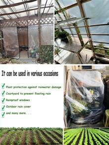 Single Piece Transparent Waterproof Tarp, Multiple Sizes And Specifications Available, Transparent Plastic Tarp, Dust-Proof, Rain-Proof, UV-Resistant, Suitable For Garden, Balcony, Porch, Flower Rack, Dog House, Camping, Greenhouse - Transparent Black Border - View 7