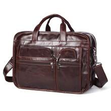 Bolso de hombre  de cuero genuino, maletín de hombre de cuero de primera calidad, bolso de negocios, bolso de mano, bolso de hombro, bolso cruzado, bolso oficial. - Marrón - Ver 6