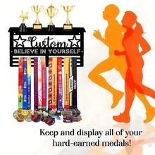 Customizable Wall Mount Metal Medal & Trophy Display Rack Sports Award Holder, Sports Display Metal Wall-Mounted Trophy &Award Holder - Multicolor - View 9