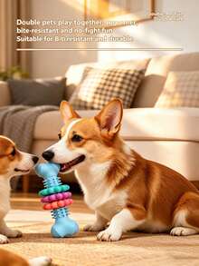 1pc Durable Thermoplastic Rubber Dog Chew Toy With Geometric Textured Pattern, Cleans Teeth And Exercises Chewing Ability, Suitable For Small And Medium Dogs, Relieves Boredom And Destructive Chewing Habits - Multicolor - View 10