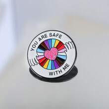 You Are With Me 琺瑯胸針 LGBT 驕傲彩虹心形胸章 翻領背包徽章 珠寶禮物 給同志同性朋友 - 彩色 - 查看 5
