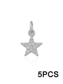 5pcs DIY Beaded Bracelet Accessories Ocean Vacation Style Rhinestone Pendant Starfish/Jellyfish/Moon Star/Bow/Rabbit Charms Jewelry For Women - Multicolor - View 5