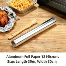 1 Rolo de Papel Alumínio, Papel Alumínio Descartável, Papel Alumínio de Cozinha, Rolo de Papel Alumínio Reforçado, Inclui 1 Pincel para Churrasco, Papel Alumínio Resistente ao Calor para Air Fryer, Papel Manteiga para Assar, Usado para Assar, Fritar, Grelhar, Churrasco, Utensílios de Cozinha, Acessórios de Cozinha, Suprimentos Domésticos de Cozinha - Visão 14