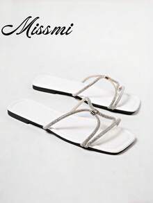European Export 2025 Summer Minimalist Retro Roman Plus Size Sandals Thick Sole Toe-Post Flip Flops Vacation Beach Sandals - White - View 1