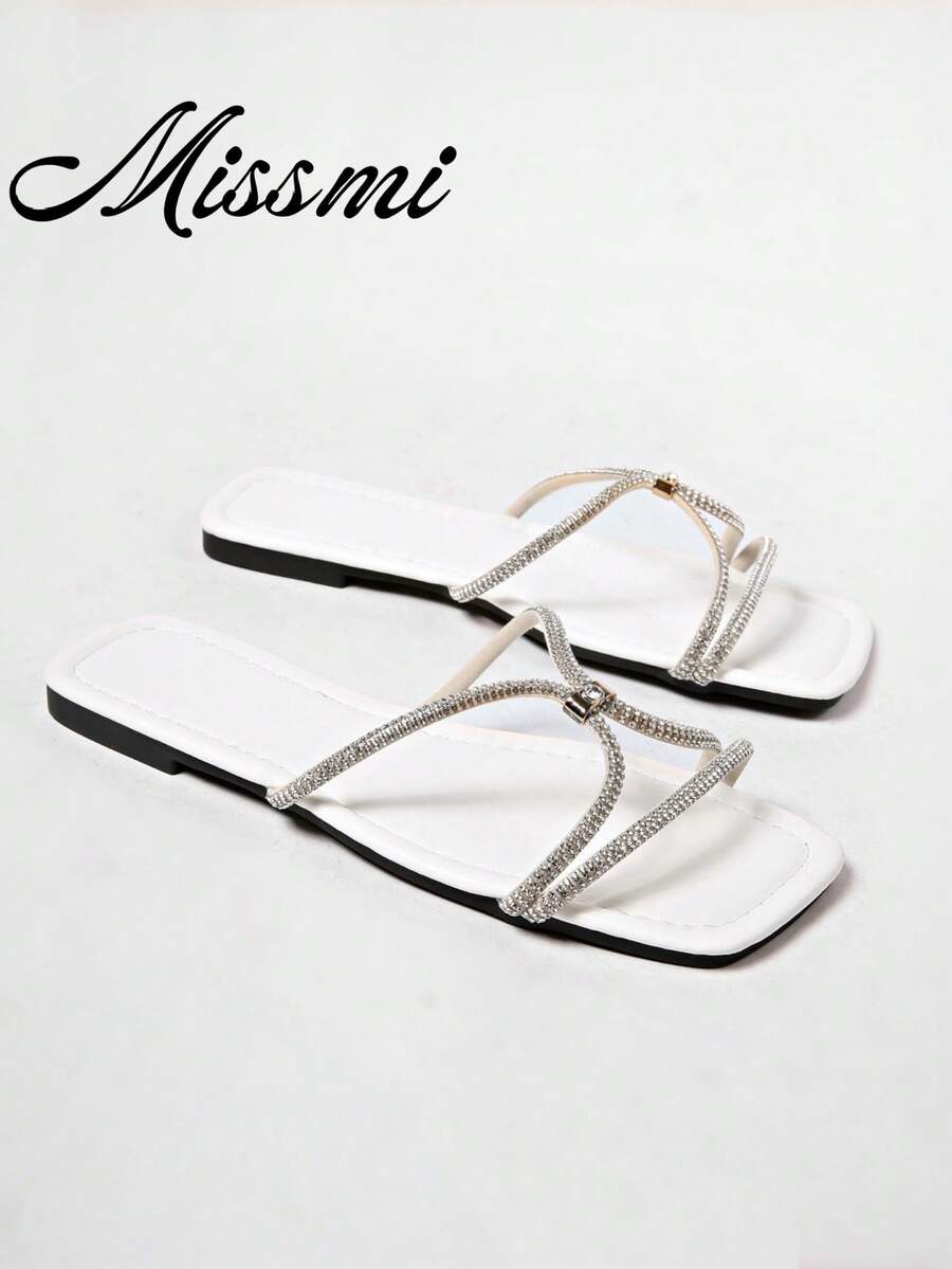 European Export 2025 Summer Minimalist Retro Roman Plus Size Sandals Thick Sole Toe-Post Flip Flops Vacation Beach Sandals - White - View 1