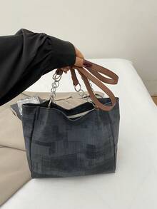 New Solid Color Luxury High-End Versatile Women's Shoulder Tote Bag - Black - View 4