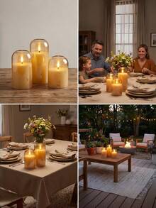 1/2/3pcs Gold Flameless Candles With Remote Control, Suitable For Table Centerpiece, Wedding, Holiday Party, Home Decor - Gold - View 3