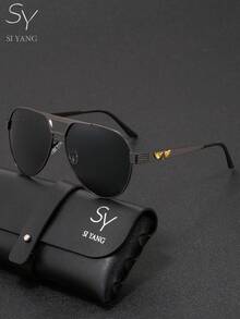 SY SI YANG Marke 1 Paar Herren & Damen Metall Lässig Aviator Rahmen Mode Mode Brille, geeignet für Urlaub, Ausflüge und Outfit-Kombinationen, vielseitige Mode-Stil Brille für den Alltag, mit exquisiter Brillen-Aufbewahrungstasche und Reinigungstuch - A - Übersicht 6