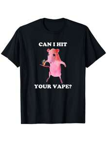 Humor With An Electronic Cigarette Mouse Pattern T Shirt - 100%Casual Style,Loose Design,With Interesting E-Cigarette Smoking Patterns,Provide S To2XL Size,Suitable For Both Men And Women To Wear - It's A Gift For E-Cigarette Enthusiasts,The Perfect Gift For Dad And Mom. - 黑色 - 查看 1